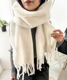 WEGO パール付きワイドフリンジストール