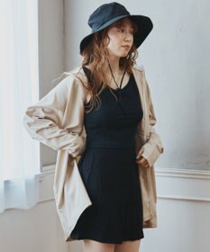 San-ai Resort（三愛水着楽園） 【WEB限定】5点セット バケットハット付きUVカット リブタンキニ+ラッシュガードセット水着【BeachQueen(ビーチクイーン）】