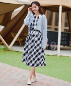 Tiaclasse 【袖が選べる・洗える】大柄ギンガムチェックワンピース