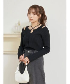 earth music&ecology ＳＥＴ２点ショートカーディガン＋レイヤードタンク