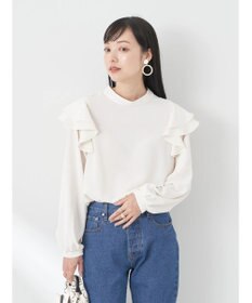 earth music&ecology フリルスリーブブラウス