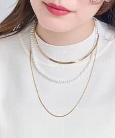 Phoebe パールミックスチェーン3連ネックレス