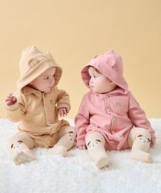 MIKI HOUSE HOT BISCUITS 【70-90cm】【NEW Color Series】耳付きロンパース