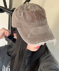 WEGO トライバルロゴダメージピグメントキャップ