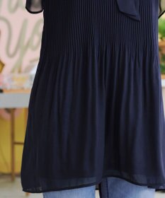 Tiaclasse 【洗える】マジョリカプリーツシフォンチュニックブラウス