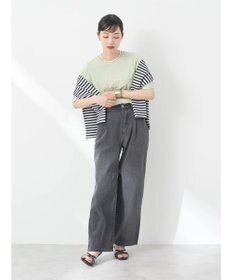 earth music&ecology フォルムスリーブ刺繍ロゴＴＥＥ