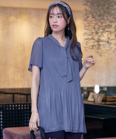 Tiaclasse 【洗える】マジョリカプリーツシフォンチュニックブラウス