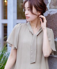 Tiaclasse 【洗える】マジョリカプリーツシフォンチュニックブラウス