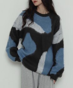 WEGO 【2025年秋冬新作】シャギーパターンニットBIGプルオーバー