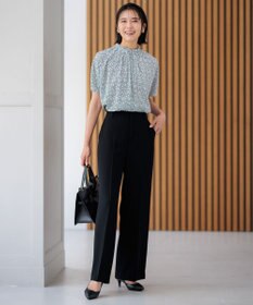 23区 【洗える】ライトバックサテンアムンゼン ハウンドトゥース プリント ブラウス