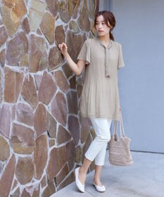 Tiaclasse 【洗える】マジョリカプリーツシフォンチュニックブラウス