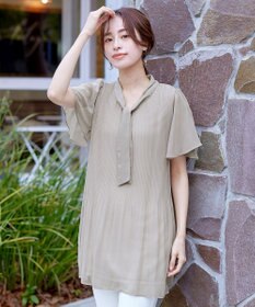 Tiaclasse 【洗える】マジョリカプリーツシフォンチュニックブラウス