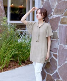 Tiaclasse 【洗える】マジョリカプリーツシフォンチュニックブラウス