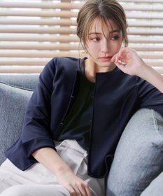 Tiaclasse 【新色追加・洗える】ノーカラーカットソージャケット