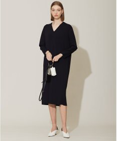 ICB L 【洗える】 シンセティックフルニードル Vネックワンピース