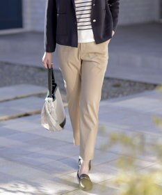 J.PRESS LADIES 【セットアップ対応・洗える】セルロースリネンストレッチ テーパード パンツ ベージュ系