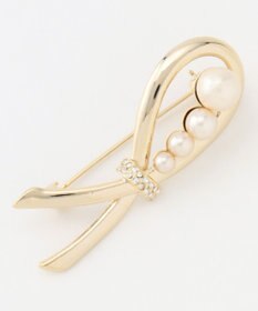 J.PRESS LADIES ハーフリボン ブローチ ゴールド系