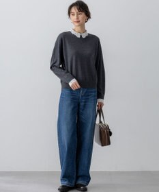 23区 【洗える】エンブロイダリー フラワーレースコンビ ニット