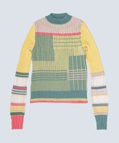 COQ CONCORD カラーブロックリブニット