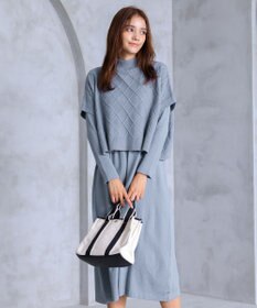 Tiaclasse 【2点セット】ケーブルトップス＆ニットワンピースセット