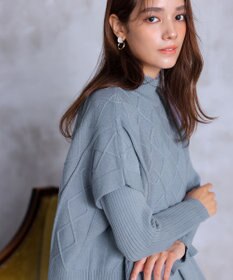 Tiaclasse 【2点セット】ケーブルトップス＆ニットワンピースセット