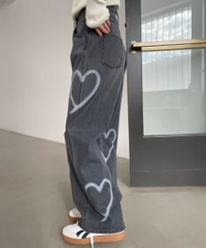 WEGO スプレーペイントストレートデニムパンツ