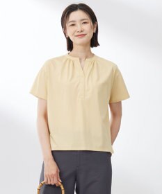 J.PRESS LADIES 【洗える・接触冷感】プレーティングジャージー バンドカラー カットソー