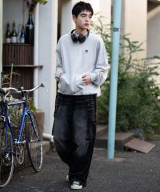 WEGO 【ユニセックス着用ITEM/SMLサイズ展開/裏起毛】ワンポイント刺繍プルパーカー