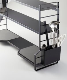 tower コンロ奥ラック 3段 タワー ブラック