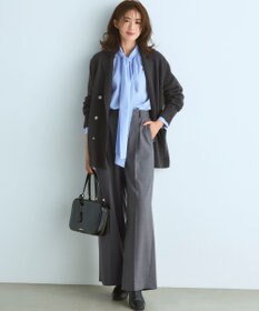 23区 S 【滝沢眞規子さん着用/CanCam11月号掲載】ナチュラルストレッチサキソニー タック ワイド パンツ