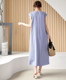 Tiaclasse L 【2WAY・洗える】ウエストリボンフレンチスリーブマキシワンピース