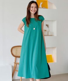 Tiaclasse L 【2WAY・洗える】ウエストリボンフレンチスリーブマキシワンピース