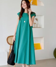 Tiaclasse L 【2WAY・洗える】ウエストリボンフレンチスリーブマキシワンピース