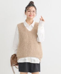 earth music&ecology シフォン×チュールレイヤードシャツ