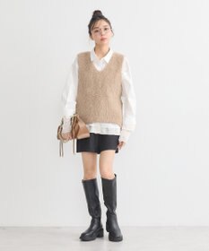 earth music&ecology シフォン×チュールレイヤードシャツ