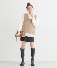 earth music&ecology シフォン×チュールレイヤードシャツ