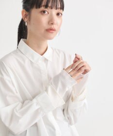 earth music&ecology シフォン×チュールレイヤードシャツ