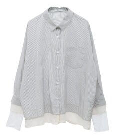 earth music&ecology シフォン×チュールレイヤードシャツ