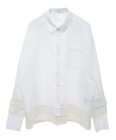 earth music&ecology シフォン×チュールレイヤードシャツ