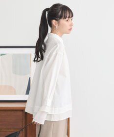 earth music&ecology シフォン×チュールレイヤードシャツ