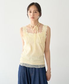 earth music&ecology 【2WAY/紐取り外し可能】総レースホルターネックキャミソール