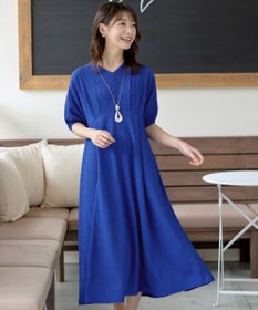 Tiaclasse 【新色追加・洗える】ワッフルVネックワンピース