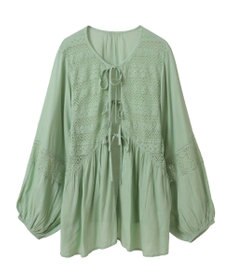 earth music&ecology レーヨンレースデザインシャツ