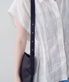 russet バイカラーレザーベルトフラットショルダーバッグ(SF-278)