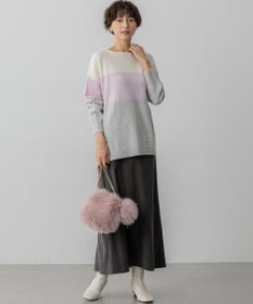 23区 S 【洗える】ウールカシミヤ カラーブロック チュニック ニット