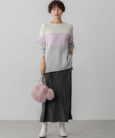 23区 S 【洗える】ウールカシミヤ カラーブロック チュニック ニット