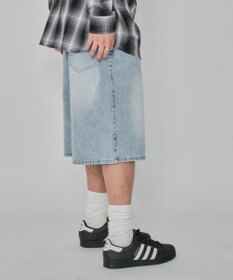 WEGO 【紐で調節可能】スーパーバギーデニムショーツ