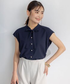 組曲 【洗える・イージーケア】シアーカルゼ ボウタイ ブラウス