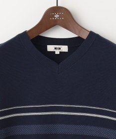JOSEPH ABBOUD 【滑らかな肌触り】パネルボーダーVネックニット