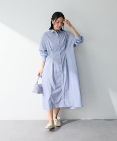 Green Parks イージーケア抜け衿ウエストタックシャツワンピース